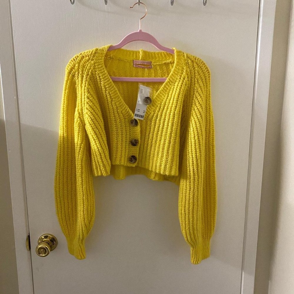 NWT Urban Outfitters Yellow Knit Cardigan Size XS